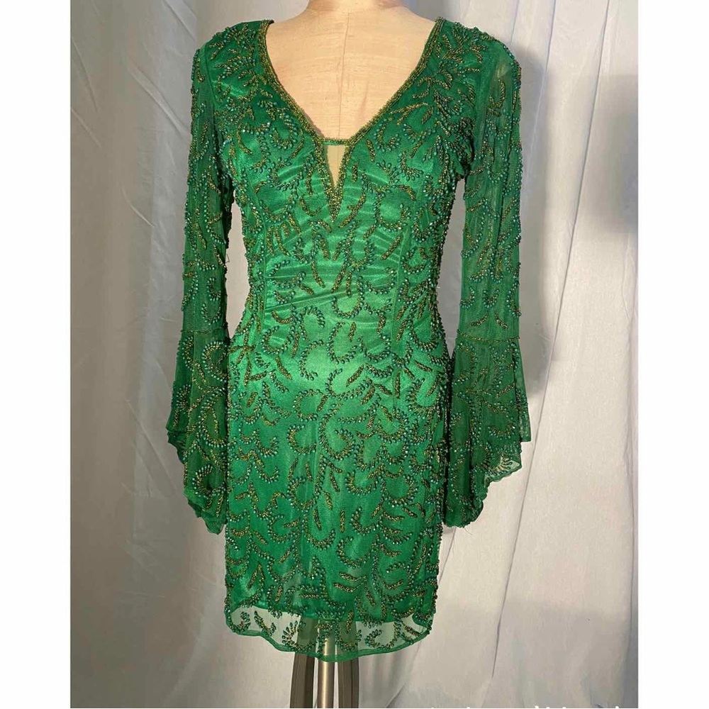Primavera Emerald Flare Cuffs Cocktail Dress Size 2